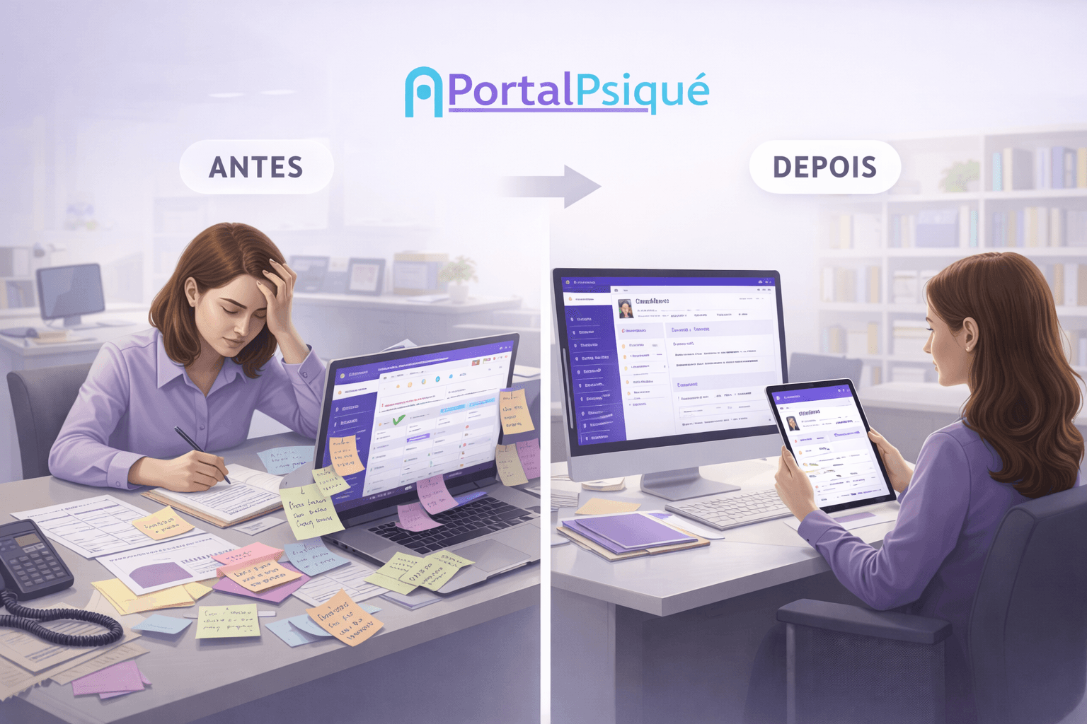 Dashboard da PortalPsiquê com operação clínica centralizada